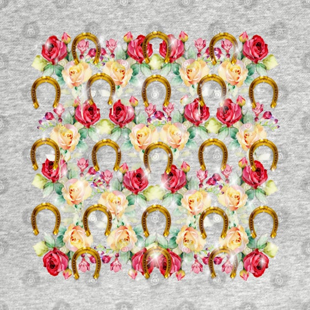 Pattern. Roses, Stars and Gold Horseshoes by KC Morcom aka KCM Gems n Bling aka KCM Inspirations